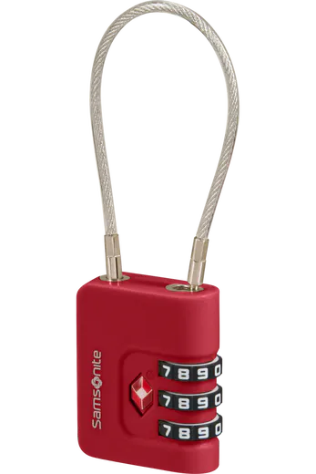 Cadeado com Cabo de Aço Vermelho