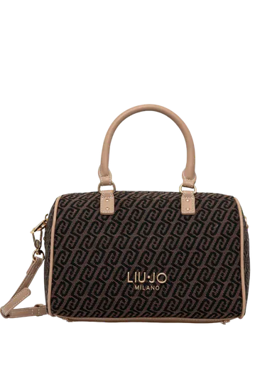 Mala de Mão Logo Castanho Escuro/Bege