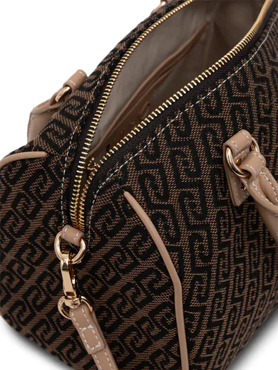 Mala de Mão Logo Castanho Escuro/Bege