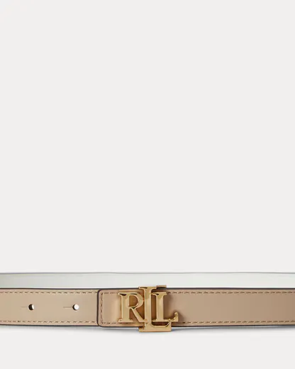 Cinto M Oval Logo Reversível Branco/Bege - 2 cm