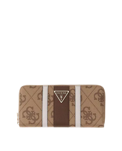 Carteira Grande Laurel Logo com riscas Castanha