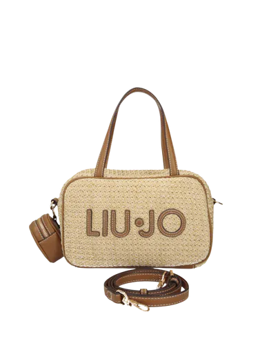 Mala de Mão Logo Natural Bege/Castanha