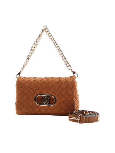 Mala de Tiracolo Média LaPuffy Entrançada Castanha