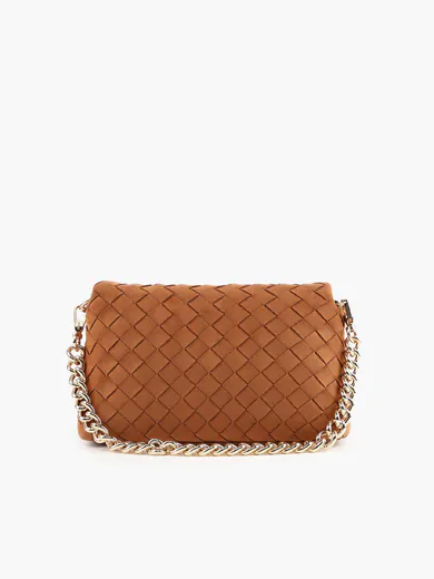 Mala de Tiracolo Média LaPuffy Entrançada Castanha