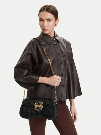 Mala de Ombro Iconic Snakes Textura Preta