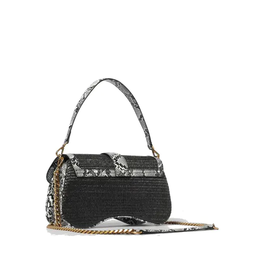 Mala de Ombro Iconic Snakes Textura Preta/Padrão Cobra