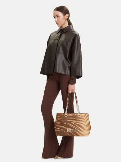 Mala de Ombro/Shopper Just Cavalli Padrão Natural