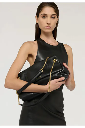 Mala de Ombro Média Orbita com corrente Preta