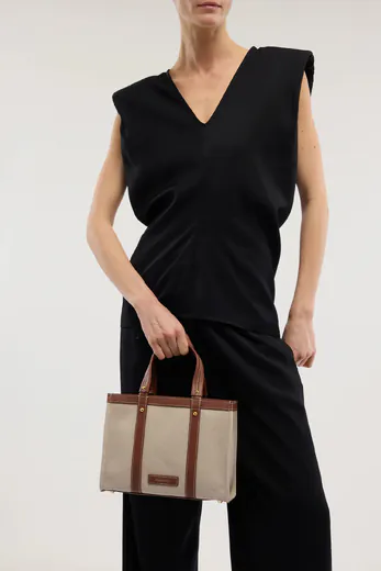 Mala de Mão Pequena Elba Bege/Castanha