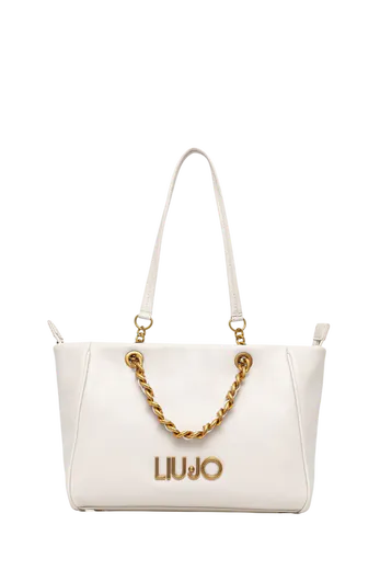 Mala de Ombro Logo Média Creme