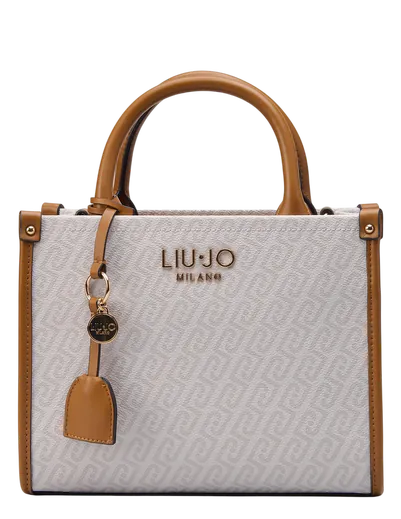 Mala de Mão Pequena com pendente Bege/Castanha