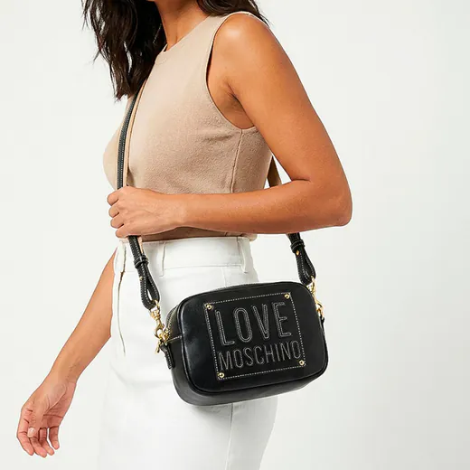 Mala de Tiracolo Camera Logo com tachas Preta