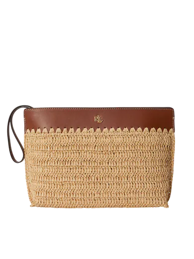 Clutch em ráfia Bege/Castanha
