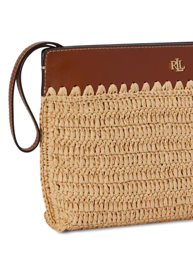 Clutch em ráfia Bege/Castanha