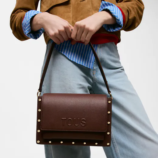 Mala de Tiracolo Média Audree Studs Castanha