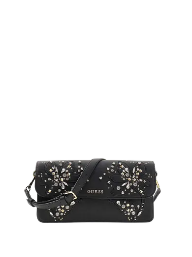 Mala de Ombro Sadie Flores Preta