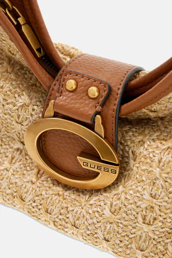 Mala de Ombro Camden Pequena Castanha Ráfia