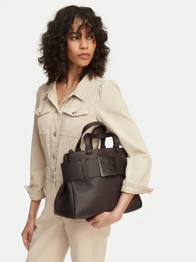 Mala Shopper Grande Armani Exchange Castanho-escuro