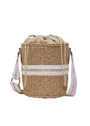 Mala de Tiracolo Bucket de Palha Bege