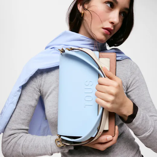 Mala de Tiracolo Média Audree Saffiano Azul Céu