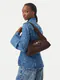Guess | Mala de Ombro Sunset Hobo Pequena em Camurça Castanha | MISSCATH