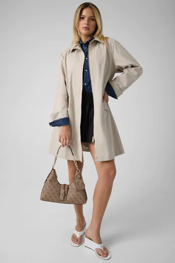 Mala de Ombro Hobo com Logo Yvonne Bege