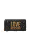 Carteira Grande Love Moschino em Pele Acolchoada Preta