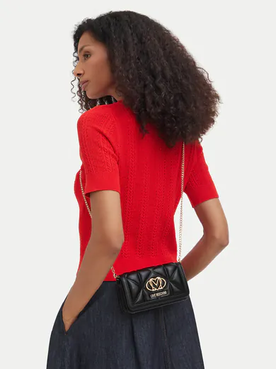 Minimala de Tiracolo Love Moschino Quilted Preta