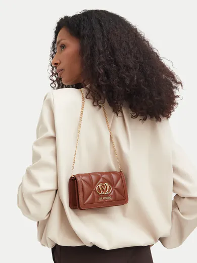 Minimala de Tiracolo Love Moschino Quilted Castanha