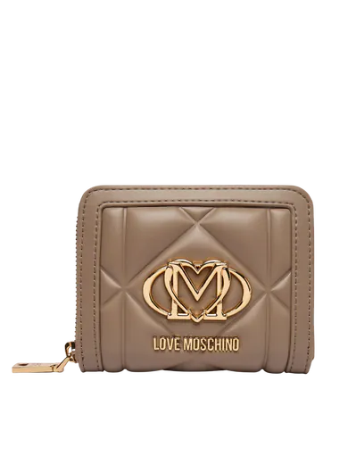 Carteira Pequena Love Moschino Quilted Bege