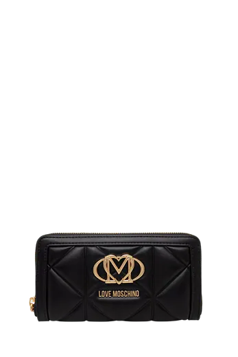 Carteira Grande Love Moschino Quilted Preta