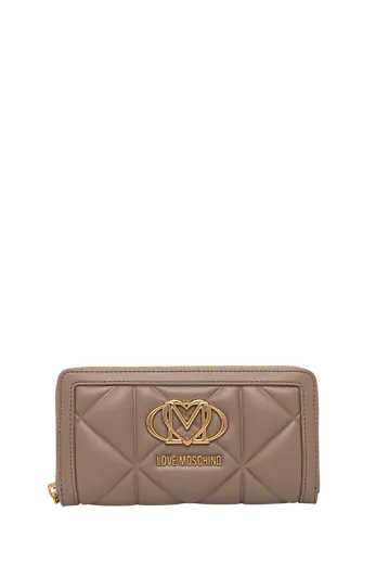 Carteira Grande Love Moschino Quilted Bege
