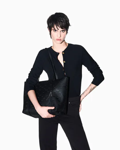 Mala Shopper Grande Logo Preta