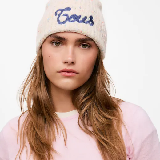 Gorro em malha Monogran Bege