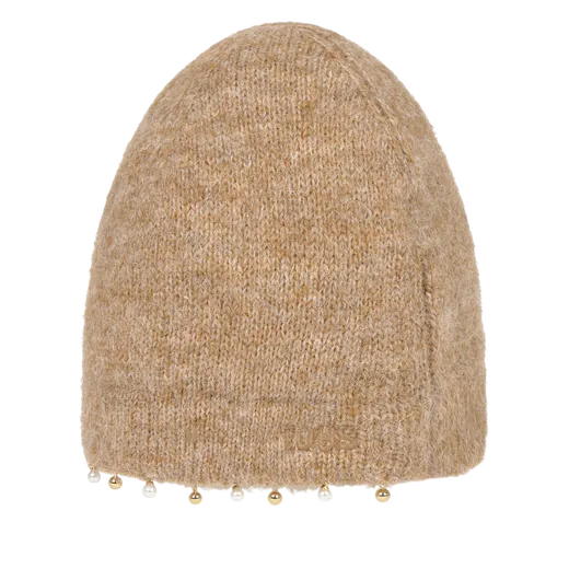 Gorro em malha Earrings Bege