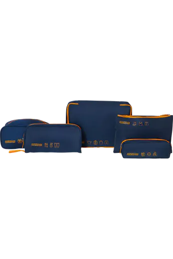 Conjunto de Organizadores de Mala para Viagem Azul-Marinho/Laranja