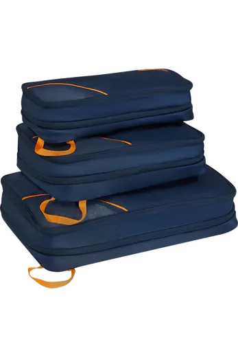 Conjunto de 3 Cubos Organizadores S/M/L Azul-Marinho/Laranja