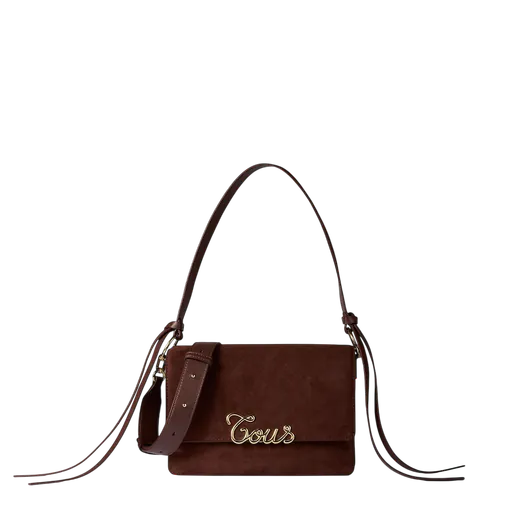 Mala de Tiracolo Média Audree Monogram Soft Castanha