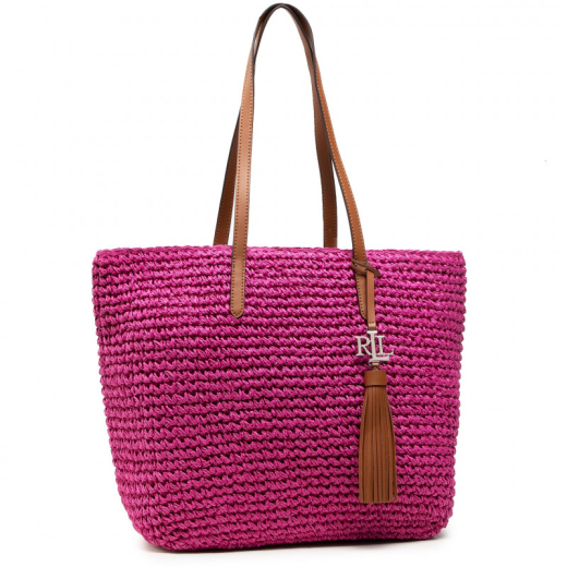 Straw Mala Shopper de Senhora em Palha Rosa