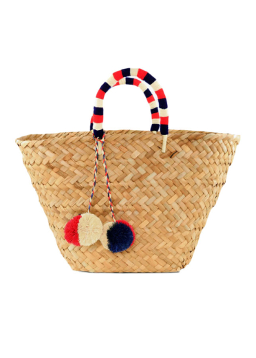 St Tropez Bolsa Tote de Senhora Vermelha/Azul - Kayu | Bolsa de Mão de Senhora de Palha