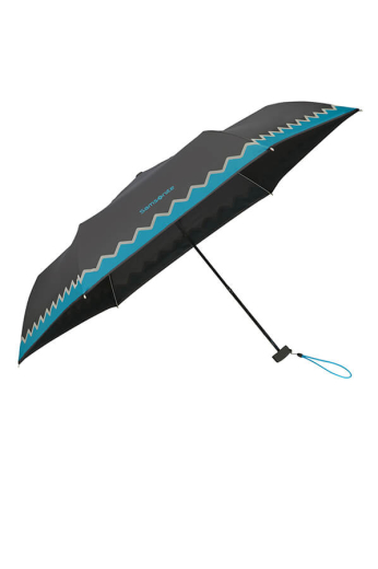 Guarda-Chuva Mini Desdobrável Preto/Turquesa c/ Refletor - MISSCATH