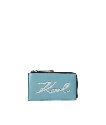 Porta-Cartões Signature Soft Azul - Karl Lagerfeld | Porta-Cartões Signature Soft Azul | Misscath